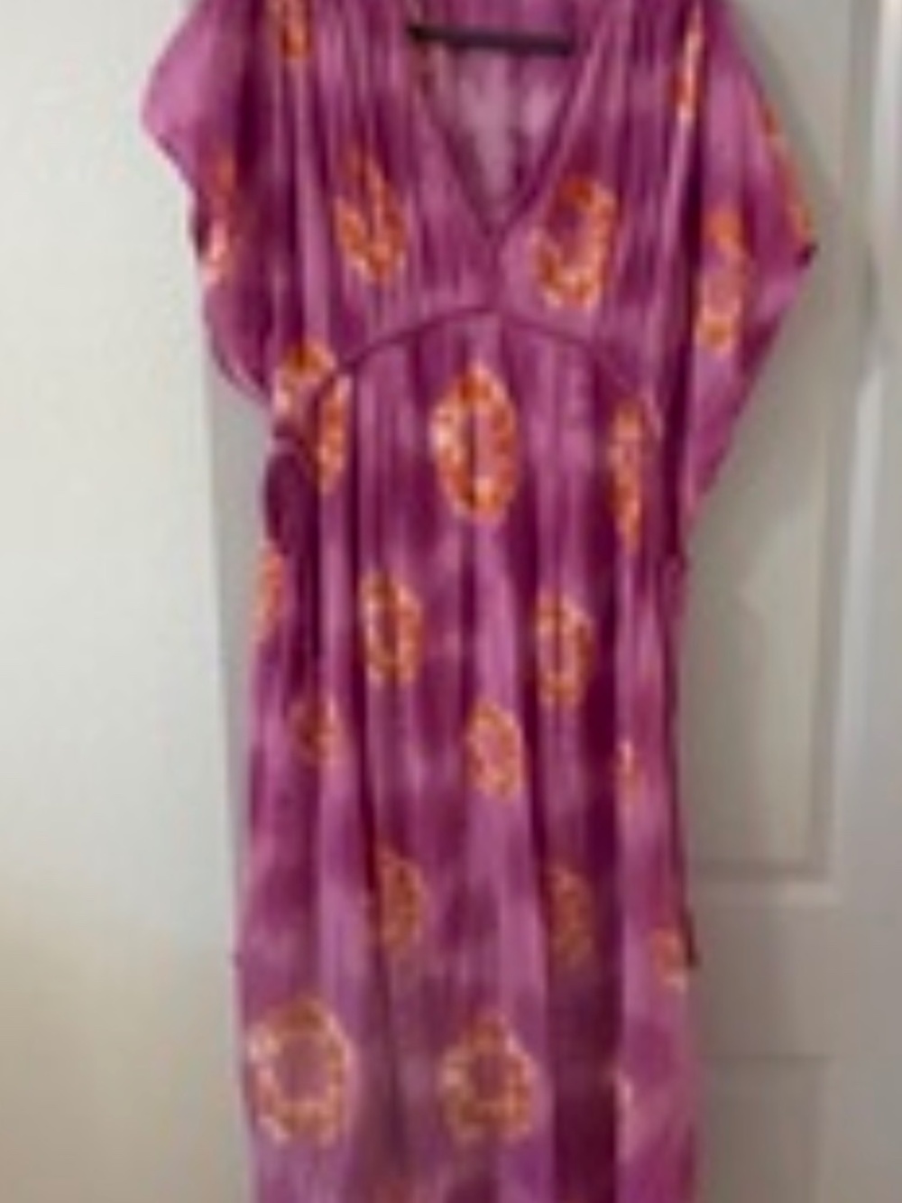 ZARA Purple & Orange Tie-Dye Kaftan Midi Dress – Boho Resort